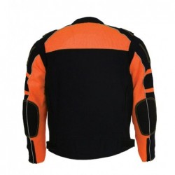 Men’s Black and Orange Armored Textile Jacket with Removable Rain Jacket Liner