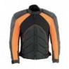 Men's Black and Orange Armored Moto Textile and Leather Combo Jacket