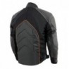 Men's Black and Orange Armored Moto Textile and Leather Combo Jacket