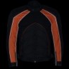 Men's Black and Orange Armored Moto Textile and Leather Combo Jacket