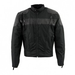 Men’s SH2177 Black Leather and Textile Vented Racer Jacket