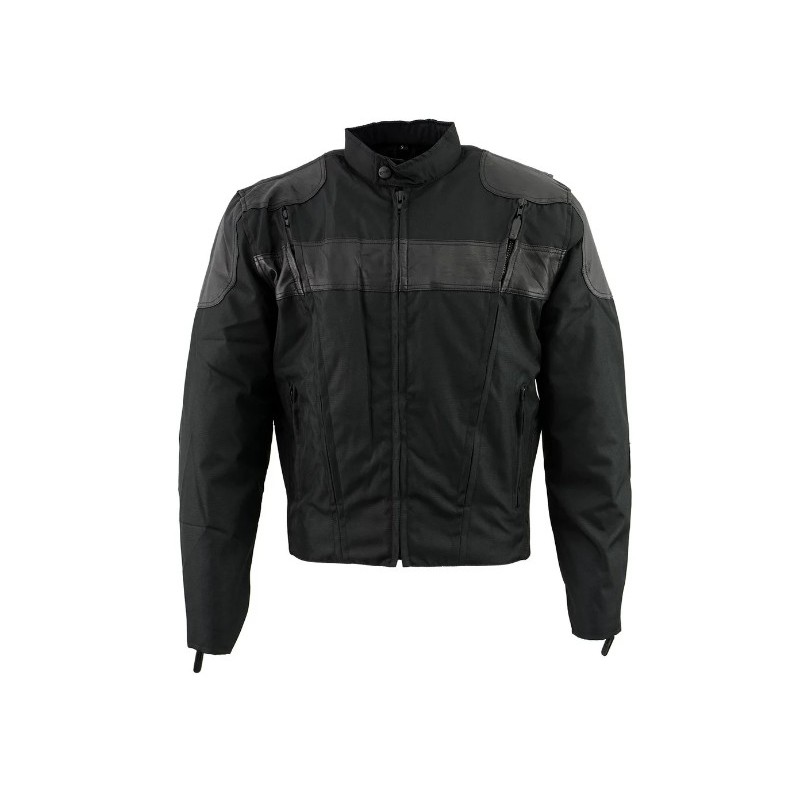 Men’s SH2177 Black Leather and Textile Vented Racer Jacket