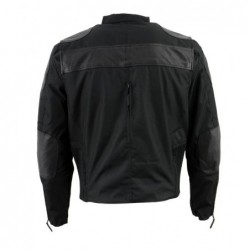 Men’s SH2177 Black Leather and Textile Vented Racer Jacket