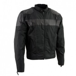 Men’s SH2177 Black Leather and Textile Vented Racer Jacket