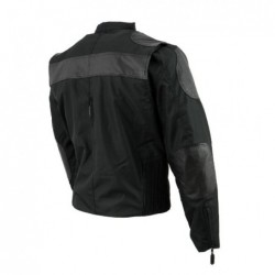 Men’s SH2177 Black Leather and Textile Vented Racer Jacket