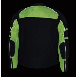 Men’s Black and Neon Green Armored Textile Jacket with Removable Rain Jacket Liner