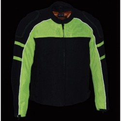 Men’s Black and Neon Green Armored Textile Jacket with Removable Rain Jacket Liner