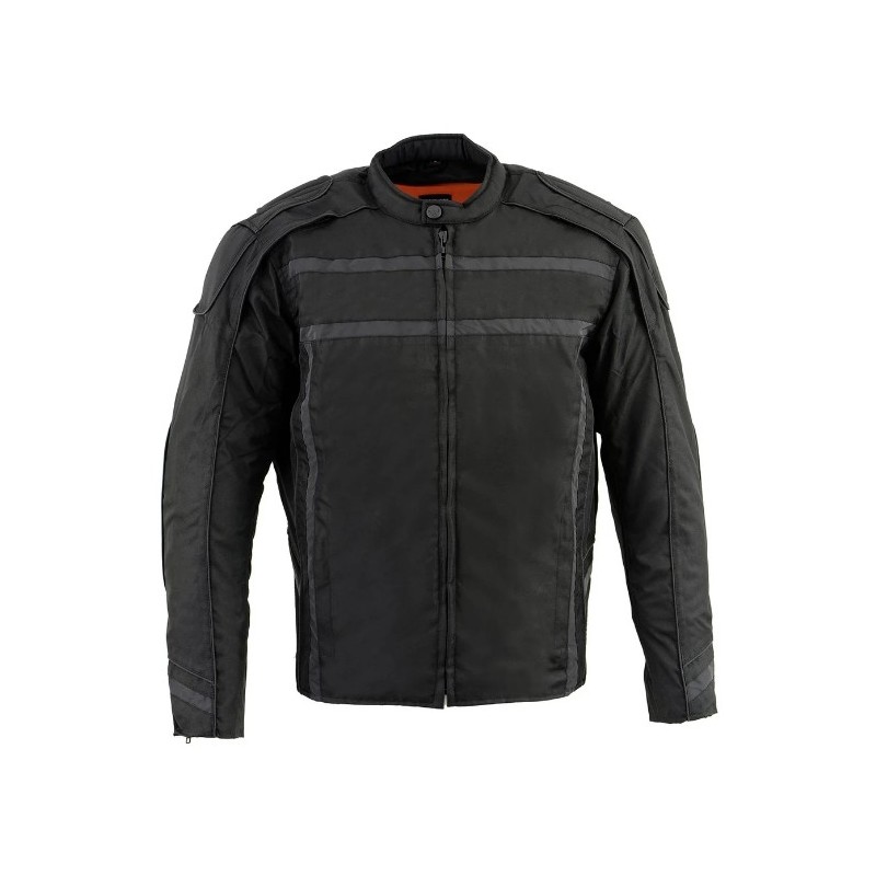 Men's Black Vented Textile Jacket with Reflective Stripes