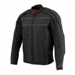 Men's Black Vented Textile Jacket with Reflective Stripes