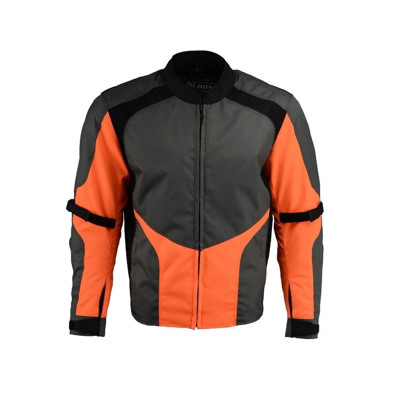 Mens Hi Vis Grey and Orange Racer Nylon Jacket