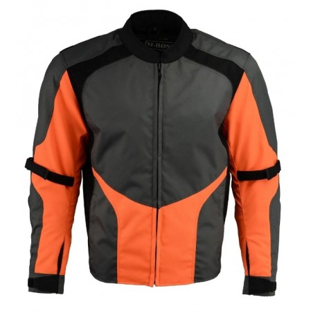 Mens Hi Vis Grey and Orange Racer Nylon Jacket