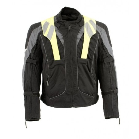 Men's Armored Two in One Textile and Mesh Racing Jacket with Retractable Hi Viz Protection