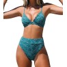 Women Bathing Suit High Waisted Scalloped V Neck Two Pieces Swimsuit