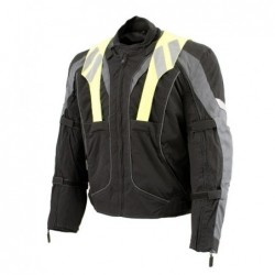 Men's Armored Two in One Textile and Mesh Racing Jacket with Retractable Hi Viz Protection