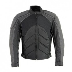 Men's Black Armored Moto Textile and Leather Combo Jacket