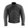 Men's Black Armored Moto Textile and Leather Combo Jacket