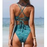 Women Bathing Suit High Waisted Scalloped V Neck Two Pieces Swimsuit