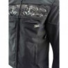 Men’s 'Vengeance' Black Armored Textile Motorcycle Jacket with Skull Embroidery