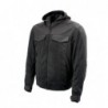 Men’s 'Requiem' Black Mesh Jacket with X-Armor Protection and Removable Hoodie