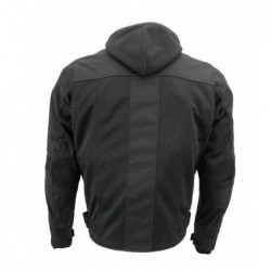 Men’s 'Requiem' Black Mesh Jacket with X-Armor Protection and Removable Hoodie