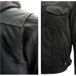 Men’s 'Requiem' Black Mesh Jacket with X-Armor Protection and Removable Hoodie