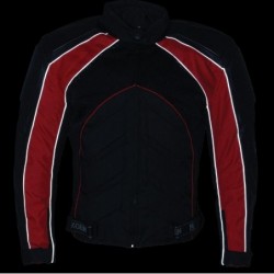 Men's Combo Black and Red Armored Leather and Textile with Mesh Moto Jacket