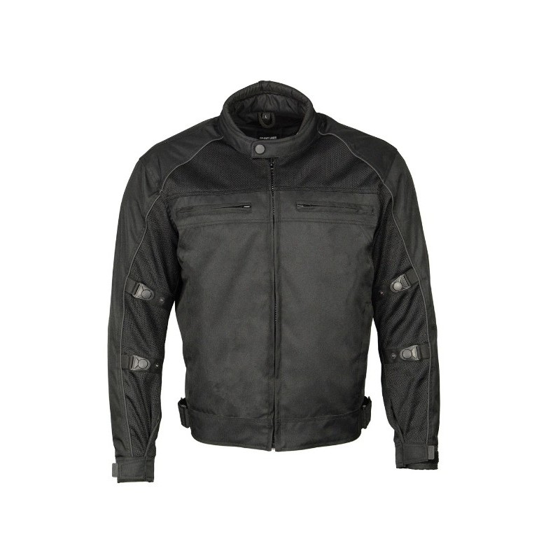 Black Mens Black Nylon and Mesh Racer Jacket with Reflective Piping