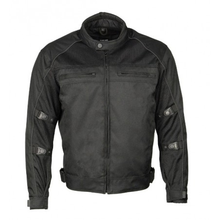 Black Mens Black Nylon and Mesh Racer Jacket with Reflective Piping