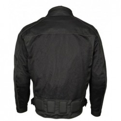 Black Mens Black Nylon and Mesh Racer Jacket with Reflective Piping