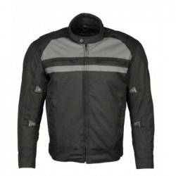 Black Mens Nylon Racer Jacket with Reflective Piping