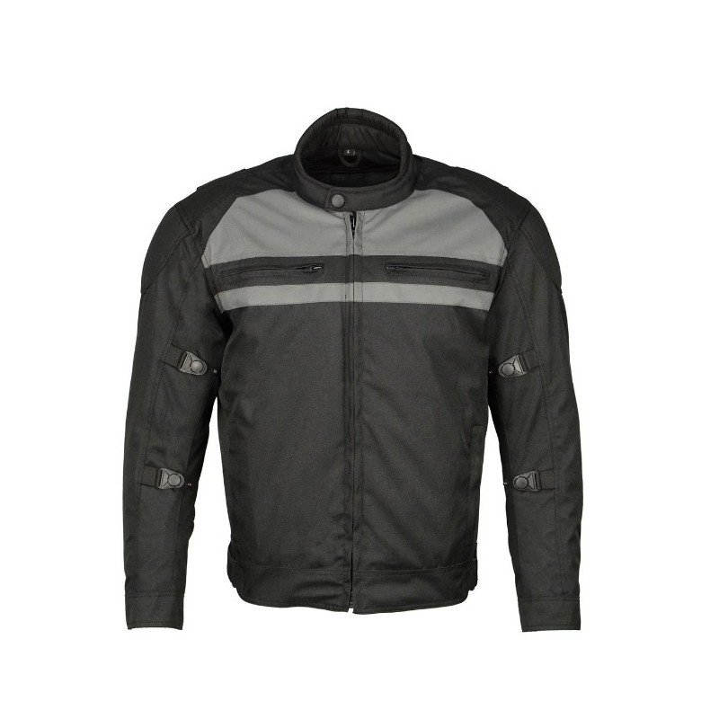 Black Mens Nylon Racer Jacket with Reflective Piping