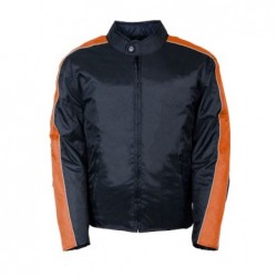 Men's 'Racer' Black and Orange Textile Motorcycle Jacket