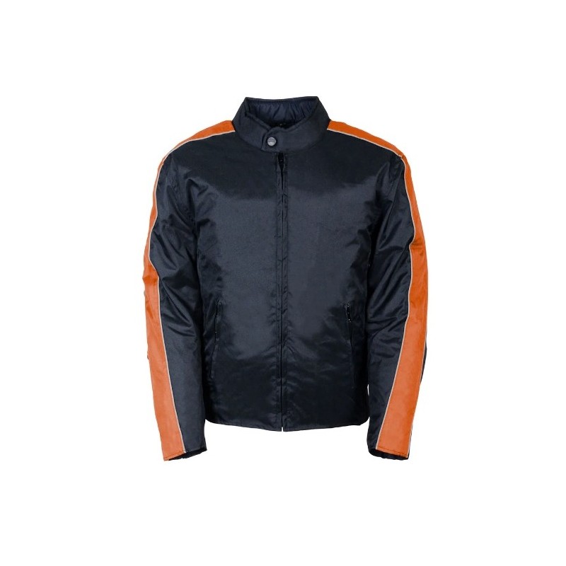 Men's 'Racer' Black and Orange Textile Motorcycle Jacket