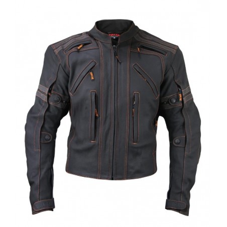 Men's Matte Black 'Street' Motorcycle Leather Protective Jacket with CE Armor