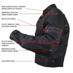 Men's Matte Black 'Street' Motorcycle Leather Protective Jacket with CE Armor