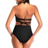 Swimsuit Retro Halter Ruched High Waist Bikini with Bottom