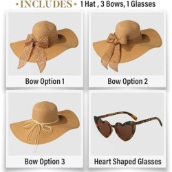 Sun Hats for Women Floppy Straw Hat with Heart Shape Glasses