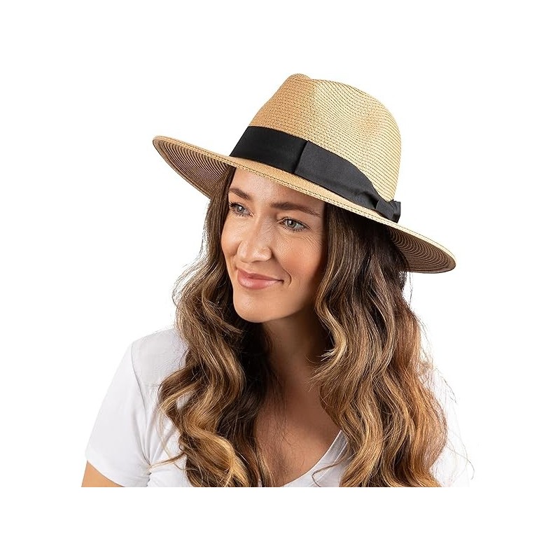 Sun Hat with Wide Brim—Foldable Roll-Up Straw Beach Hat UPF 50