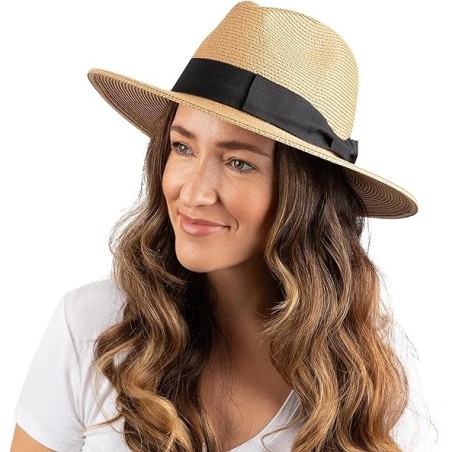 Sun Hat with Wide Brim—Foldable Roll-Up Straw Beach Hat UPF 50