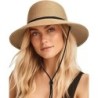 Womens Wide Brim Sun Hat with Wind Lanyard UPF Summer Straw