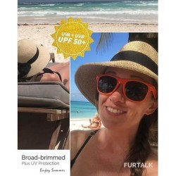 Women Summer Wide Brim UV UPF 50+ Straw Beach Hat