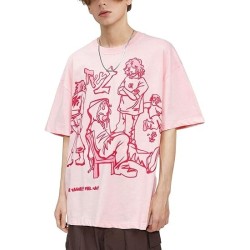 Cartoon Printed Womens Oversized Vintage Tees Men Unisex  Shirts