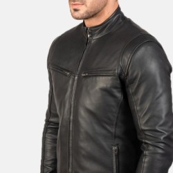 Ionic Black Leather Jacket In Stock Size 2XL