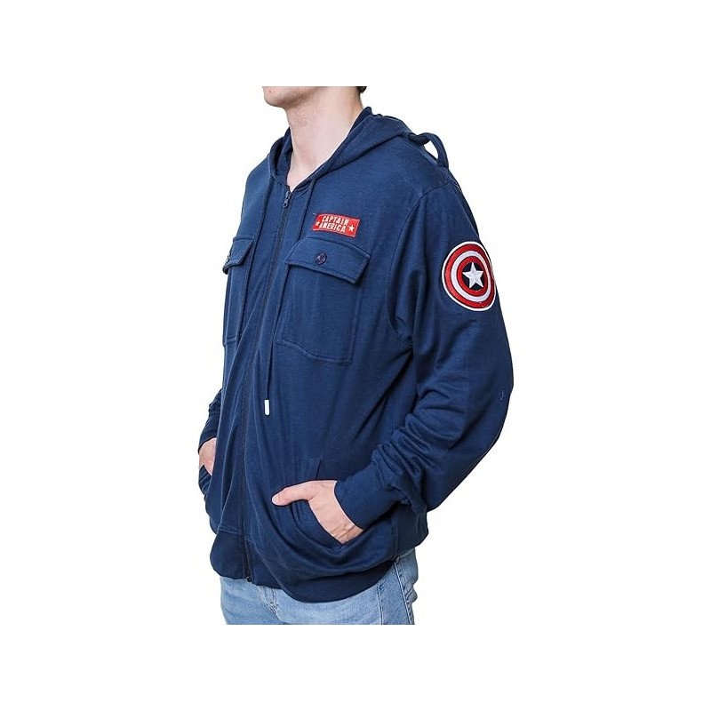 Marvel Captain America Patch Shield Jacket Hoodie In Stock Size XXL