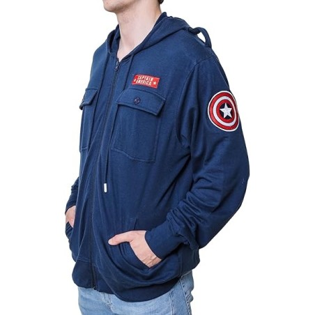 Marvel Captain America Patch Shield Jacket Hoodie In Stock Size XXL