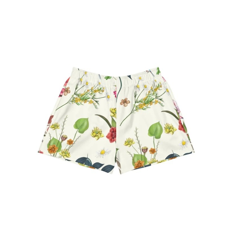 Women's Premium Floral Shorts- White In Stock Size M