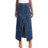 MOON RIVER Women's Front Slit Denim Midi Skirt,In Stock Size L