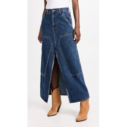 MOON RIVER Women's Front Slit Denim Midi Skirt,In Stock Size L